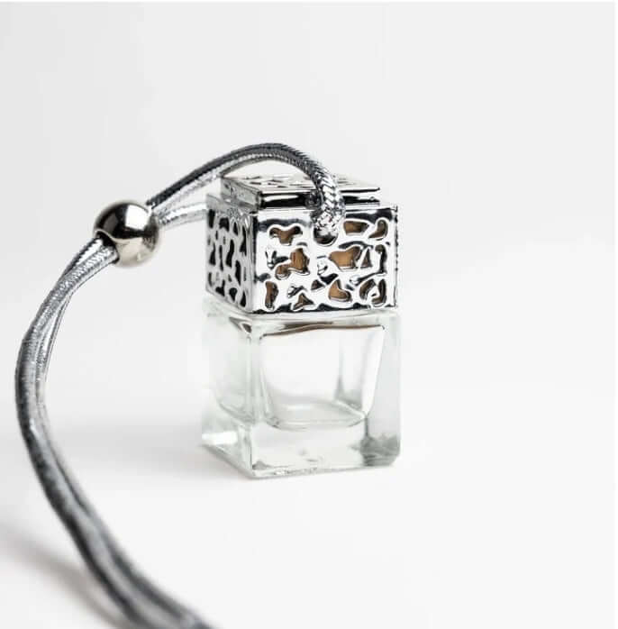 Silver topped car diffuser Essential oil car diffuser with wooden lid for slow scent release in vehicle interior