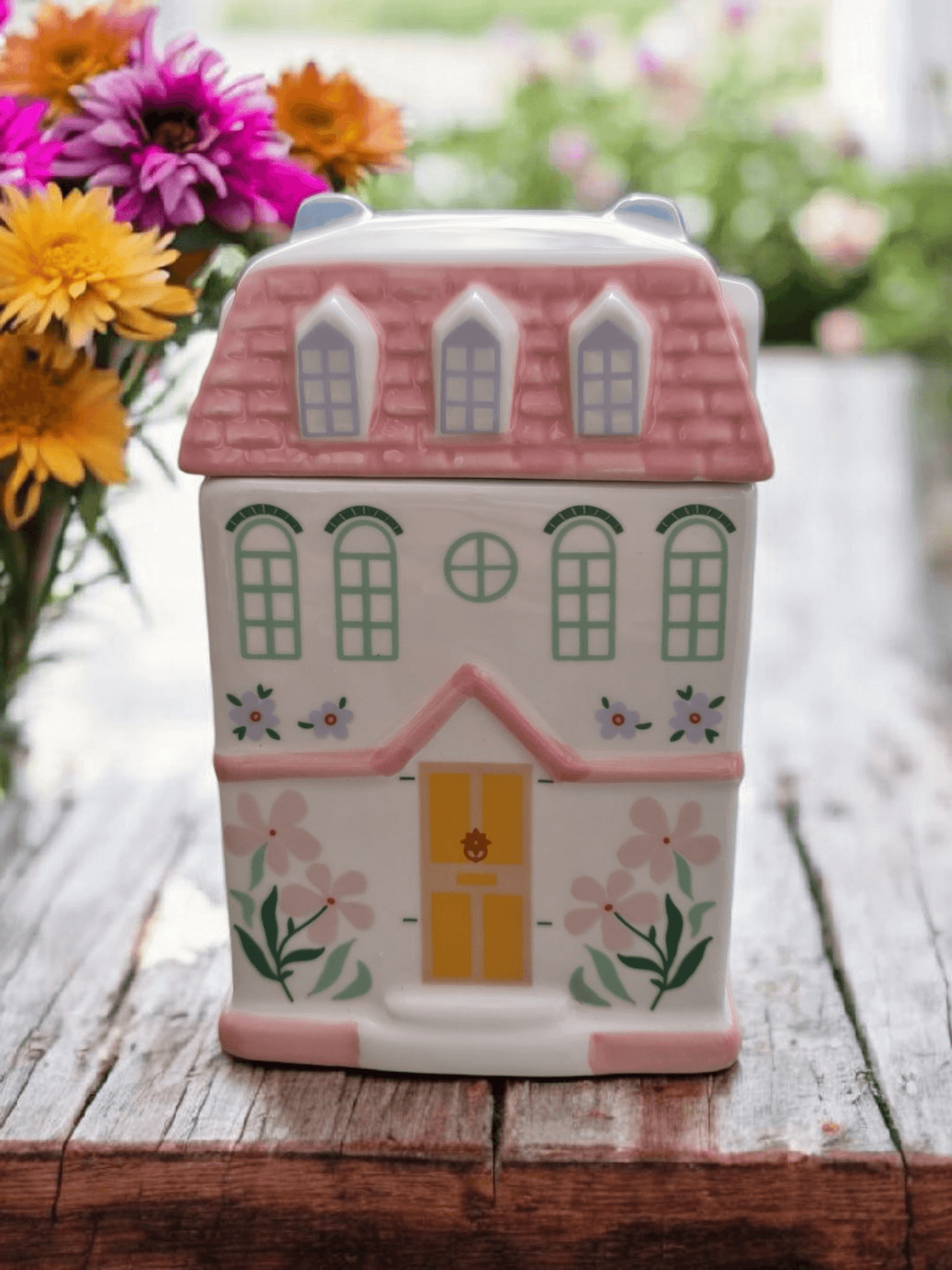 Cottage wax melt burner emitting soft aroma from wax melt for a comforting and homey scent experience