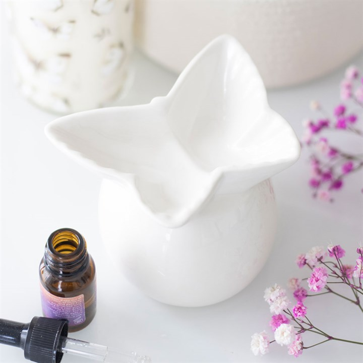 White Butterfly wax and oil Burner